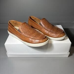 Johnston and Murphy Woven Slip On Loafer Brown Leather Size 9M